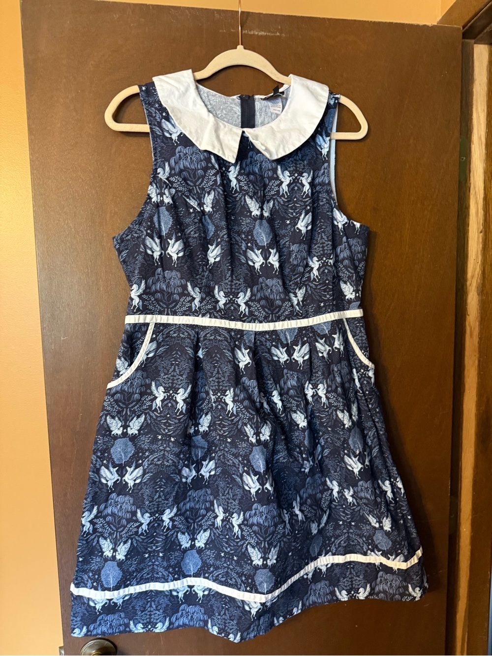 Retrolicious NWOT Midnight Collared Dress 1X (Blue, Pegasus, Trees, Forest) - Picture 2 of 5